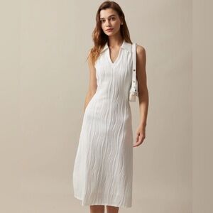 White Sleeveless Midi Dress